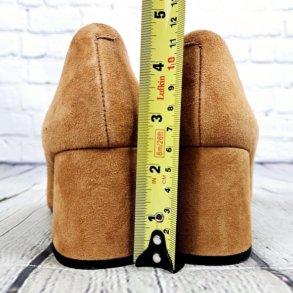 L'INTERVALLE | suede leather chunky block heel pointed toe pumps shoes - Picture 8 of 11